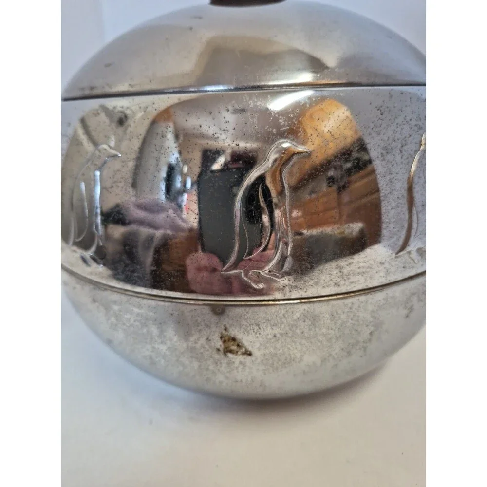 Vintage West Bend Penguin Ice Bucket MCM Chrome & Bakelite Stewardess 1950s USA